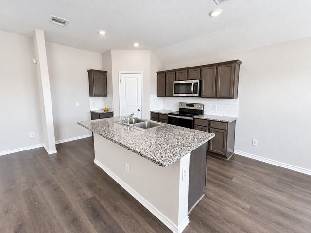 Kitchen with granite island